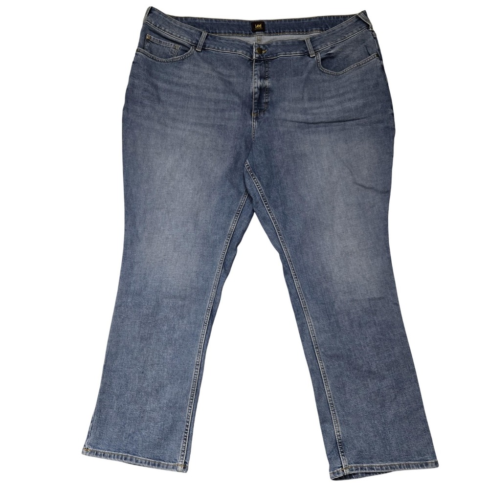 Lee Jeans‎ Womens 26W Blue Straight Leg Mid Rise Friction Resistant Plus Denim